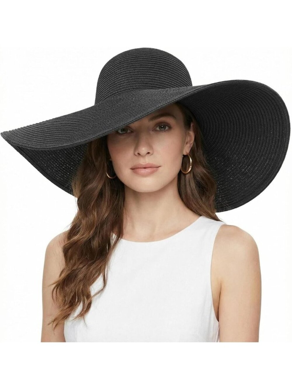 Wide Brim Straw Beach Hat for Women - Floppy, Foldable, UPF 50+ Sun Protection